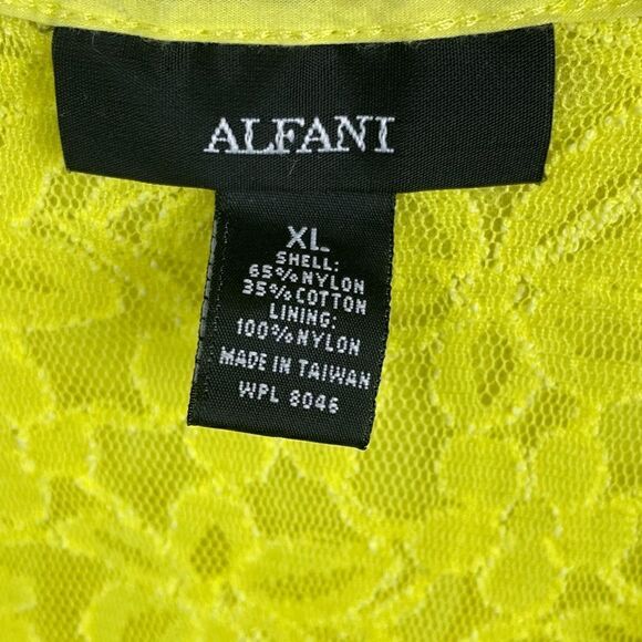 Pre-Owed Alfani Womens Yellow Floral Lace Two Piece Tank Top Blouse Set Size XL - Picture 6 of 6